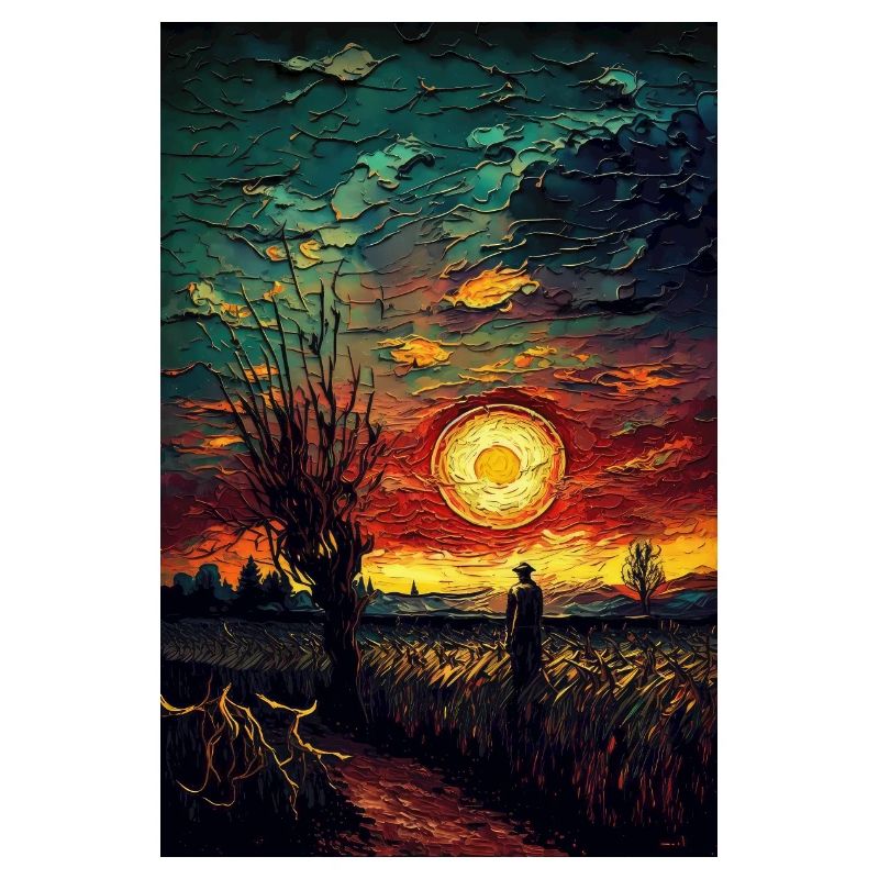 Peintures de terrain de paysage de coucher de soleil