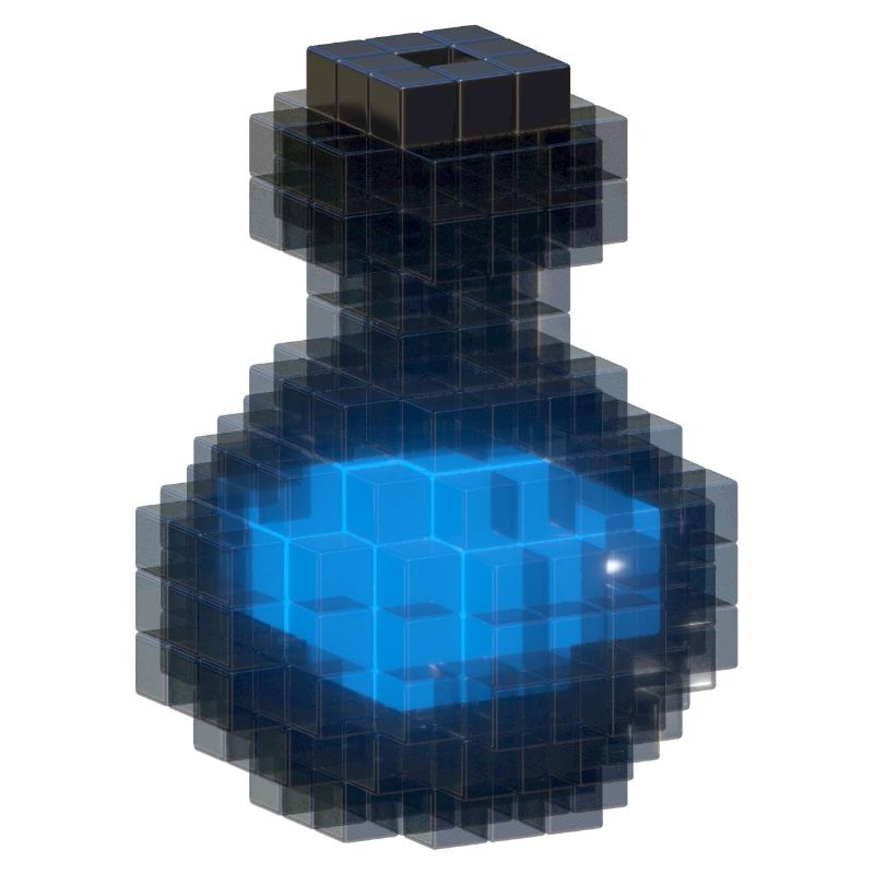 Conception 3D Cube 3D Bouteille Noire & Potion Bleu Océan