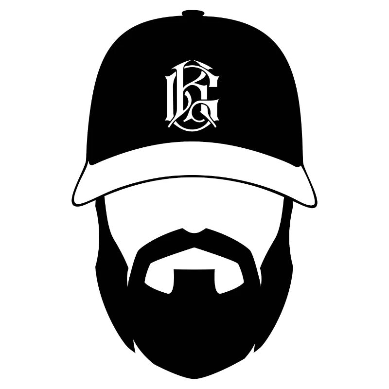 Mann mit Bart mit Logo