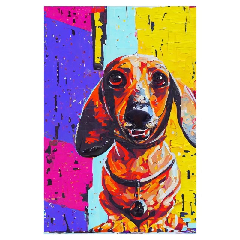 Modernes Pop-Art Print | Dackel mit Graffiti Bunt
