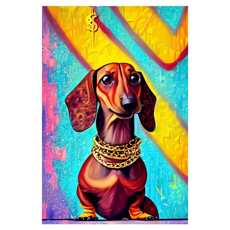 Modernes Pop-Art Print | Dackel mit Graffiti Bunt
