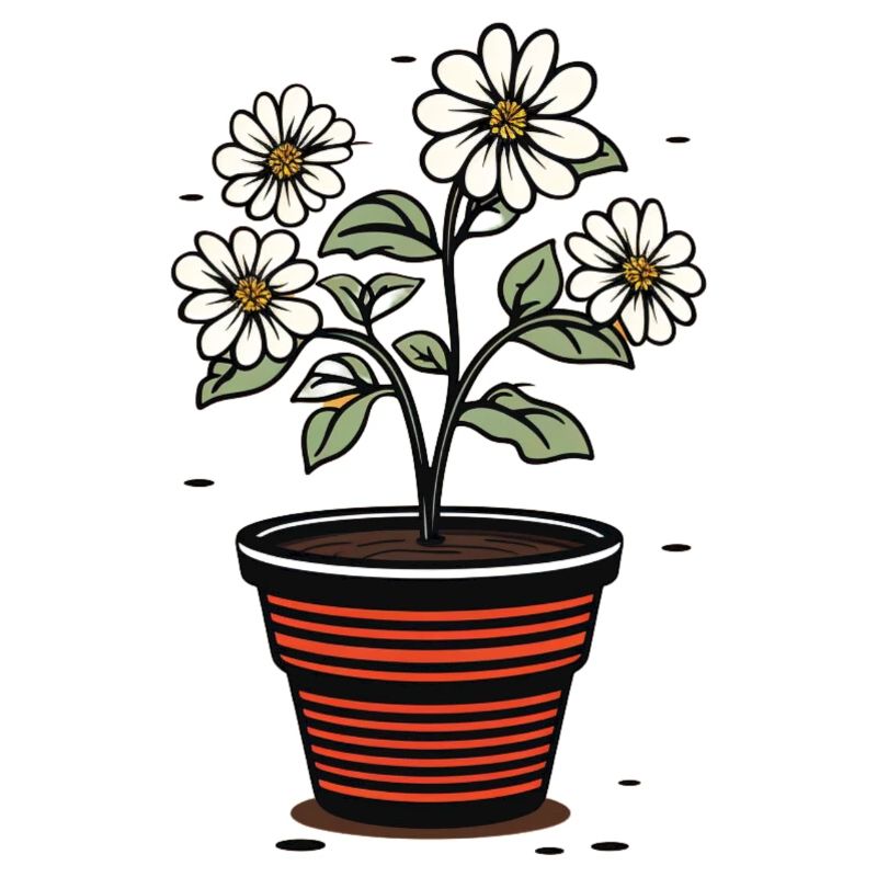 Pot de fleurs mignon style fleurs blanches