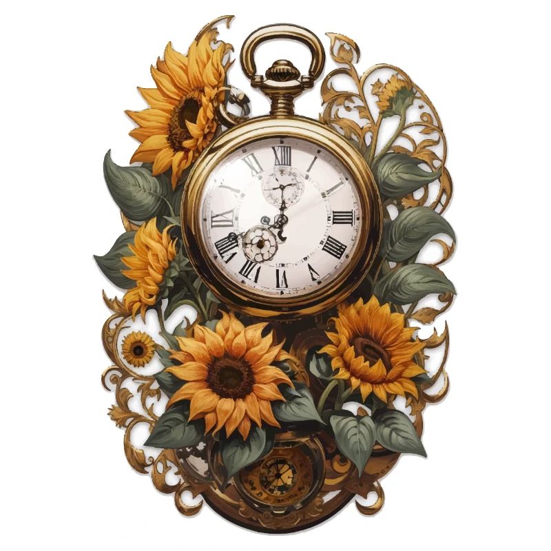 Clock with sunflowers