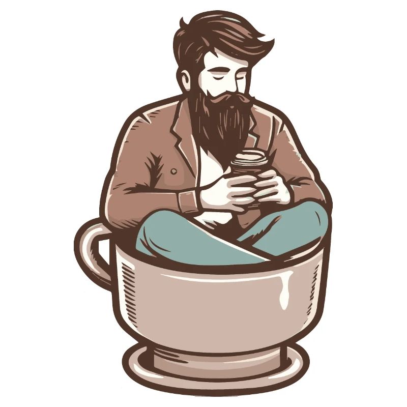 hipster sitzt in einer kaffeetasse kaffeeliebhaber