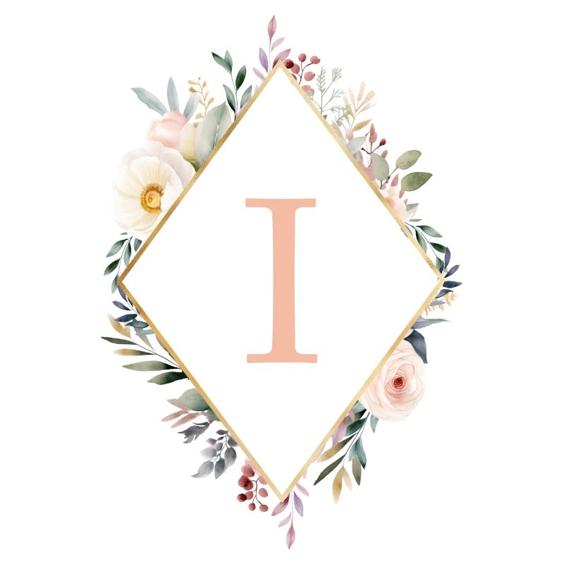I Monogram, Floral, Boho