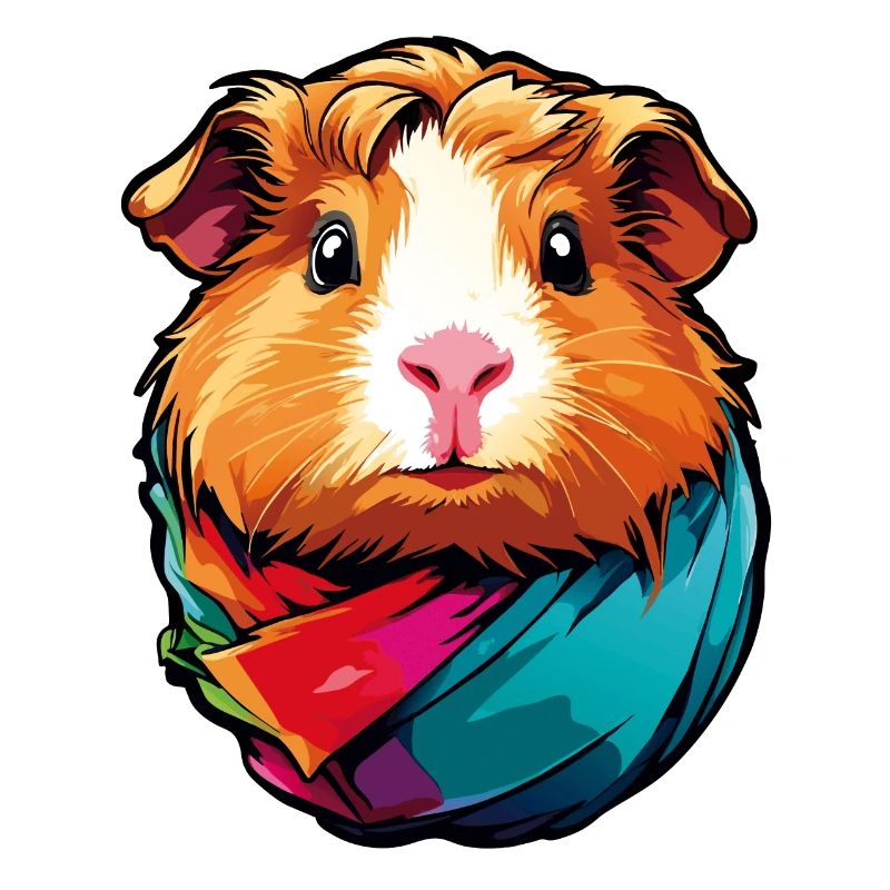 Cochon d’Inde mignon avec écharpe colorée