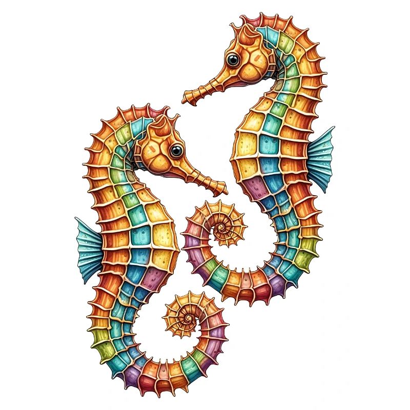Two pretty decorative seahorses