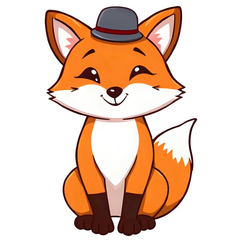 Cheeky Fox with Hat Waiting for Adventure