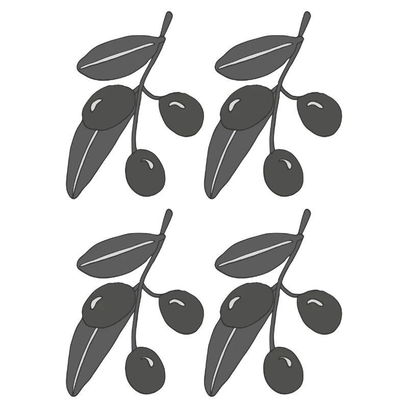 Olive branches black white