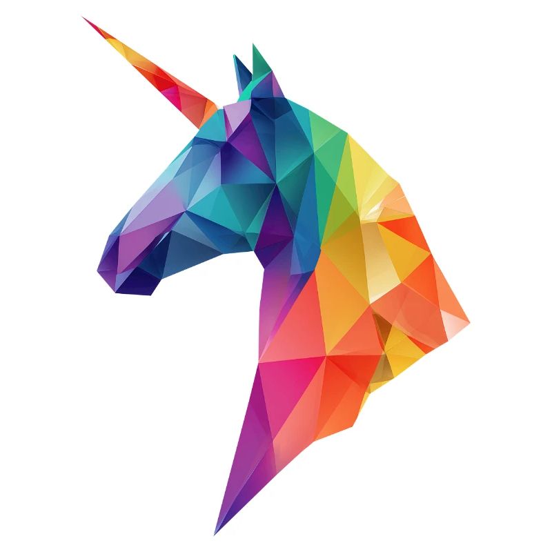 Licorne Low Poly Art Logo Design Coloré