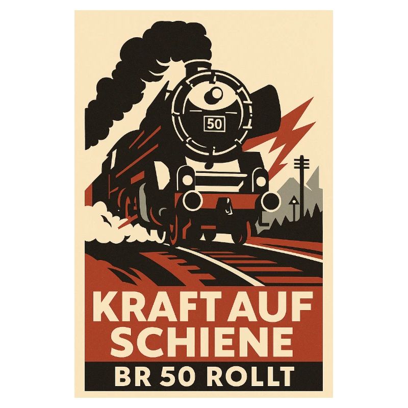 Railway: Power on rail: BR 50 rolls freight train