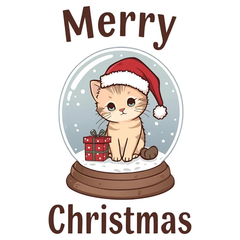 Boule à neige chat mignon – Joyeux Noël