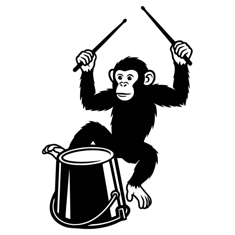Drum Playing Monkey Cartoon Illustration