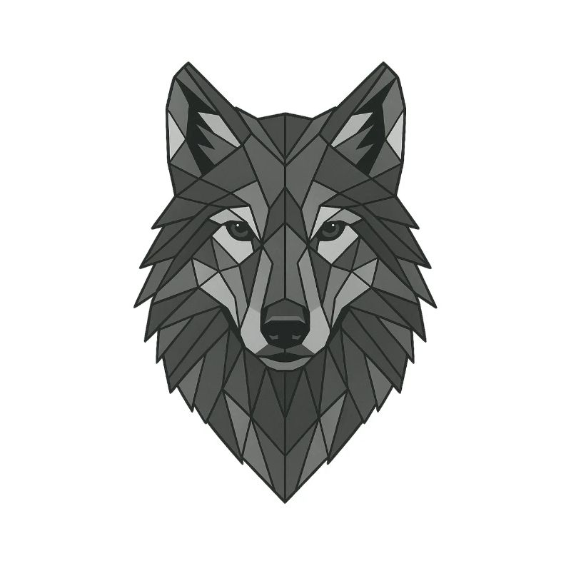 Geometric Gray Wolf Head
