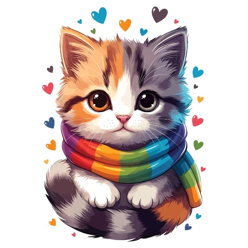 Regenbogen-Kätzchenschal