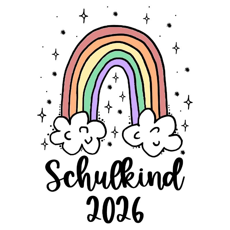 Schulkind 2026 Einschulung Mädchen Regenbogen