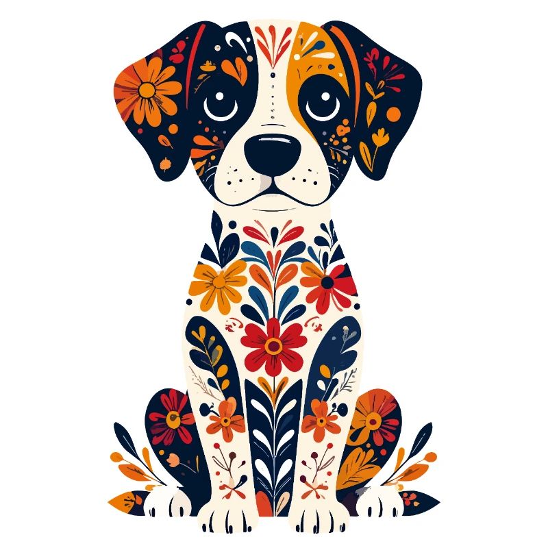 Chien fleur Petit Chien mignon Design