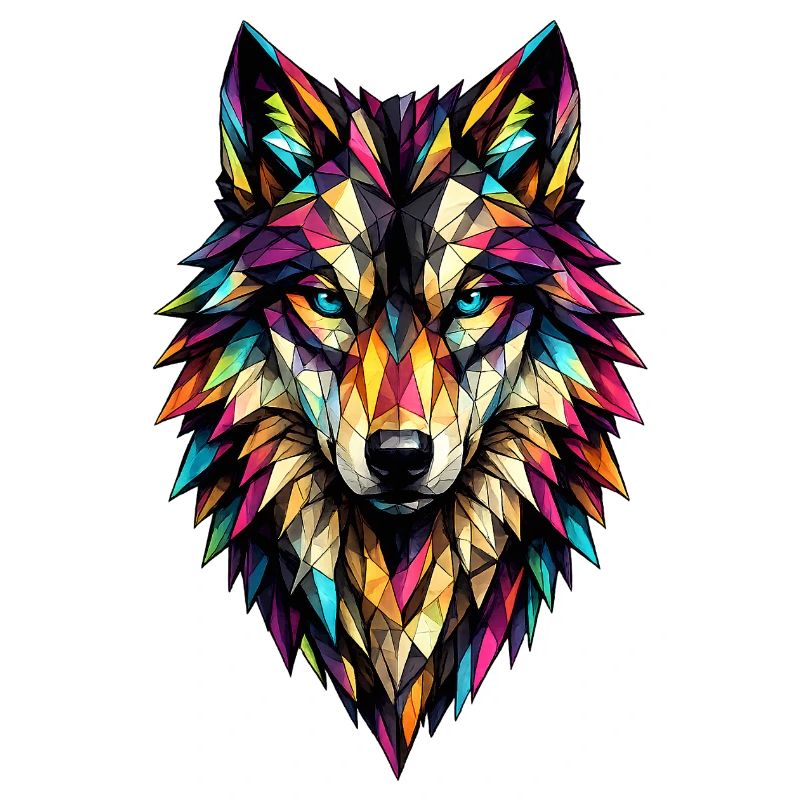 Farbgeometrischer Wolf