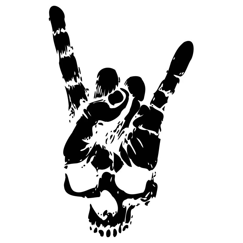 heavy metal skull with devil horns hand