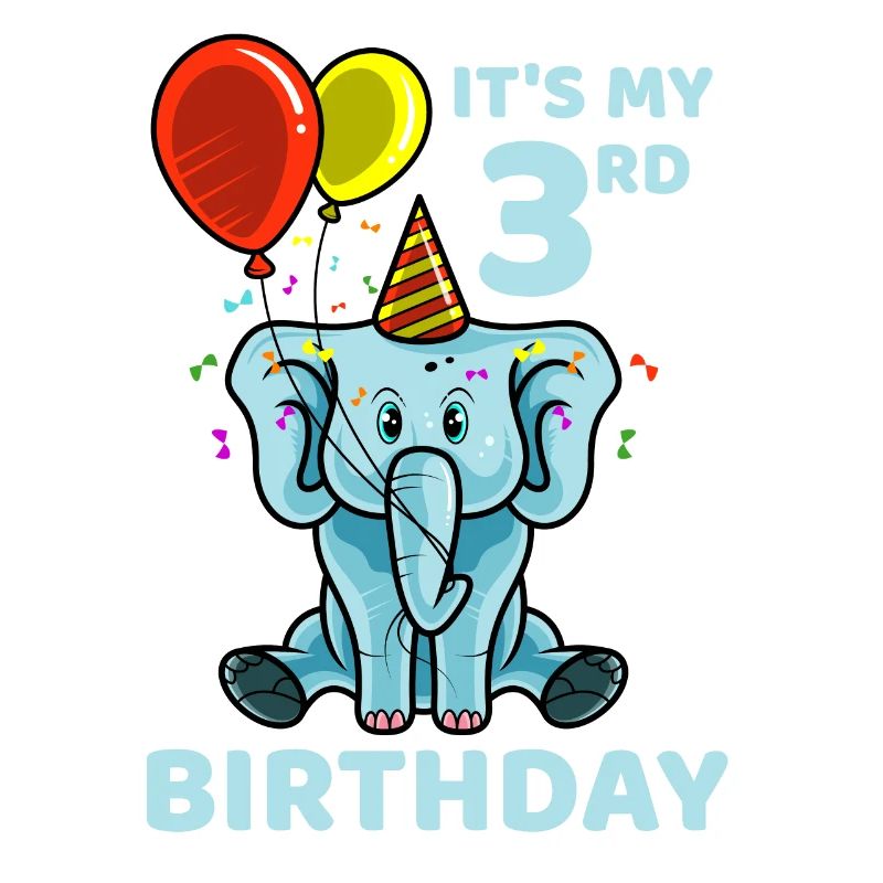 Cute 3rd Third Birthday Elephant