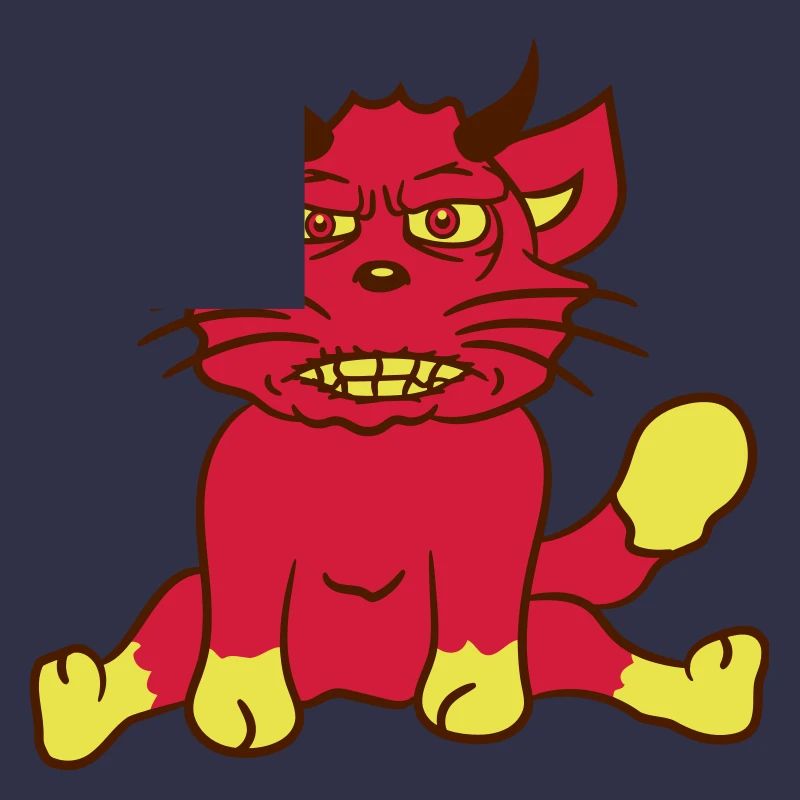 Demon Monster Cat Halloween Horror Devil Horns