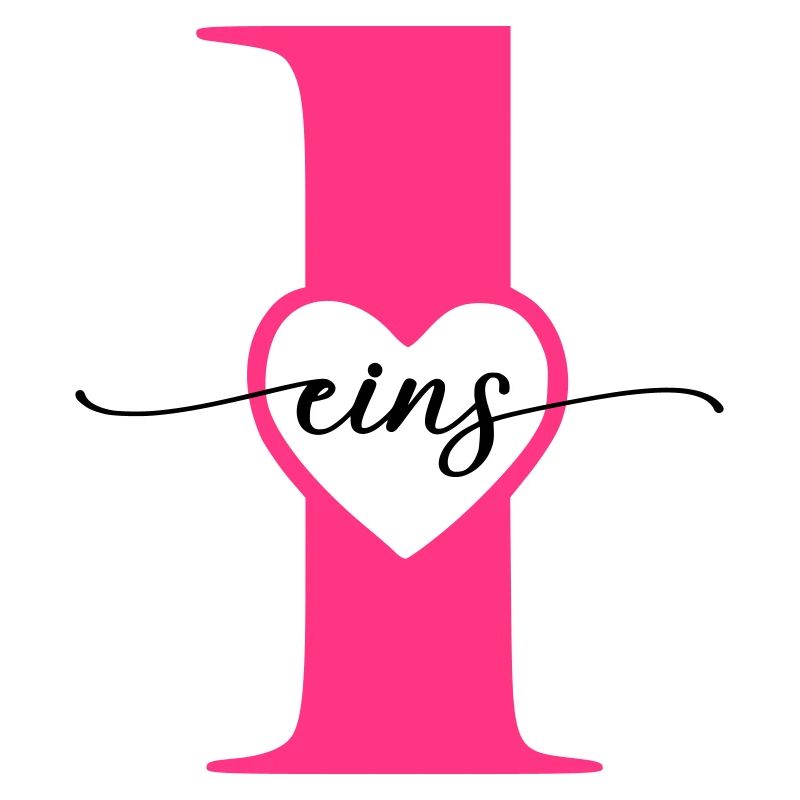 Ziffer Eins 1 mit Herz