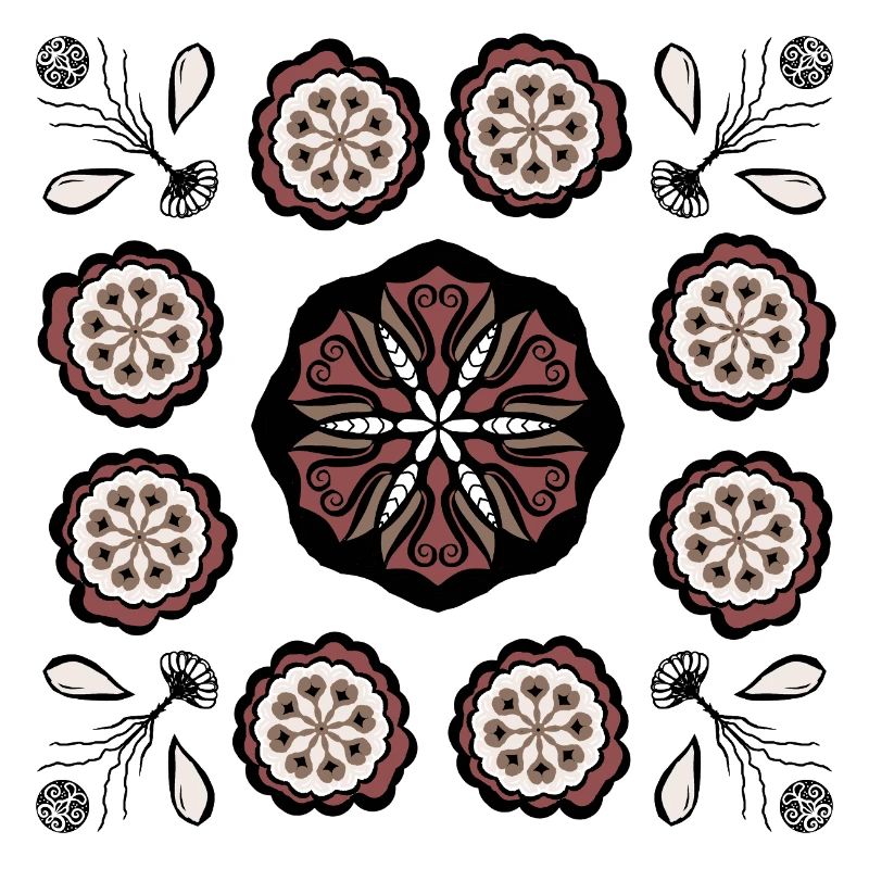 Dunkles Blütenmandala Muster