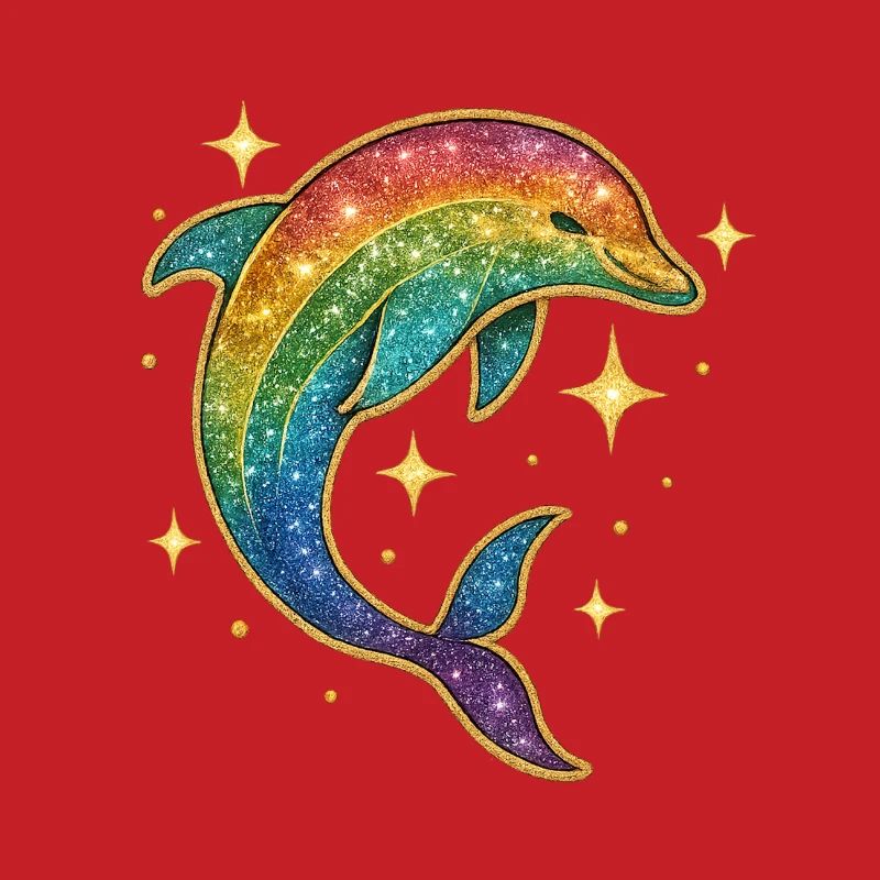 Rainbow Dolphin Star Glitter