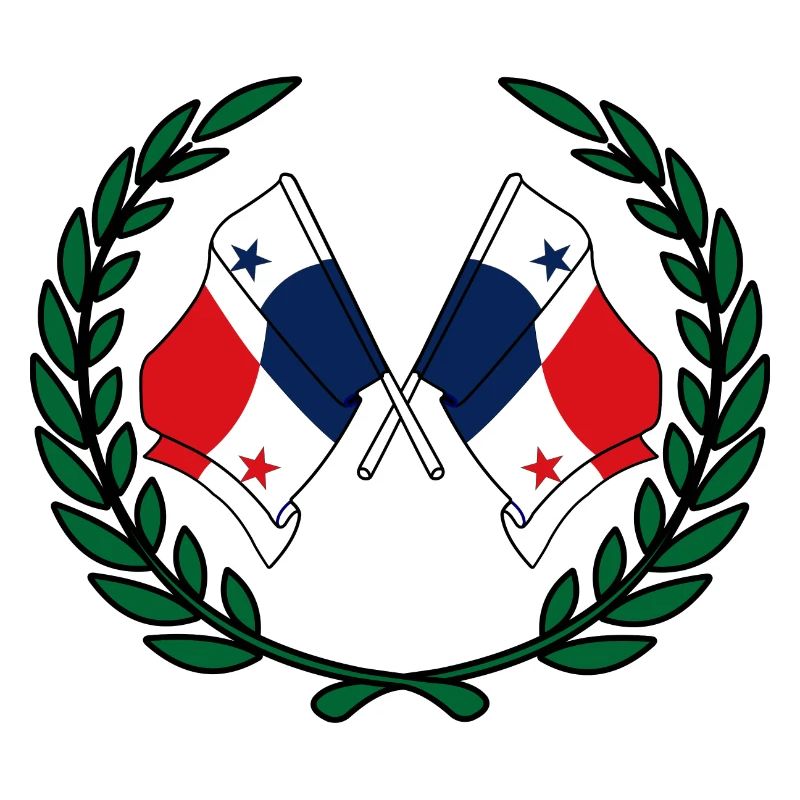 Drapeaux Panama en couronne de laurier
