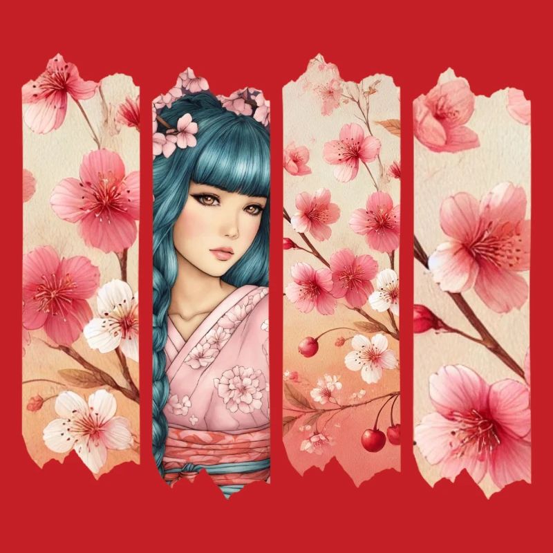 Kirschblüten Kimono Panel Portrait