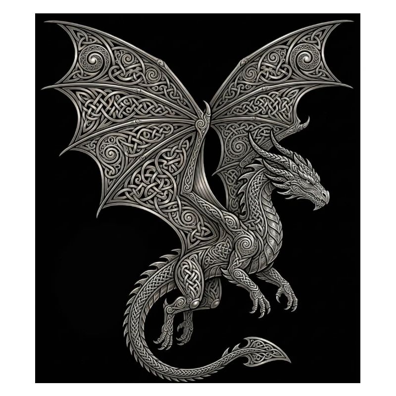 Dragon Fantasy Celtic Knot Pattern Design