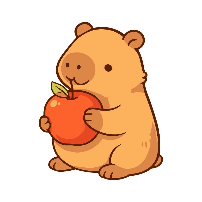 Illustration de capybara avec pomme
