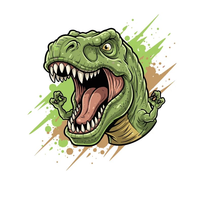 Wütender T Rex mit Farbschwall