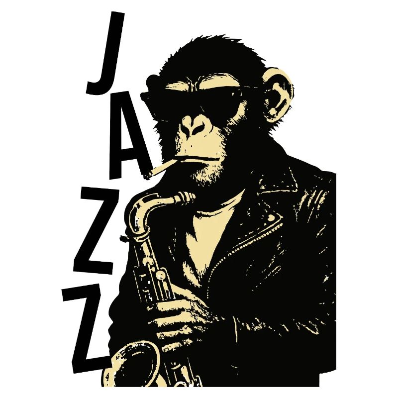 Saxophonaffe spielt Saxophon