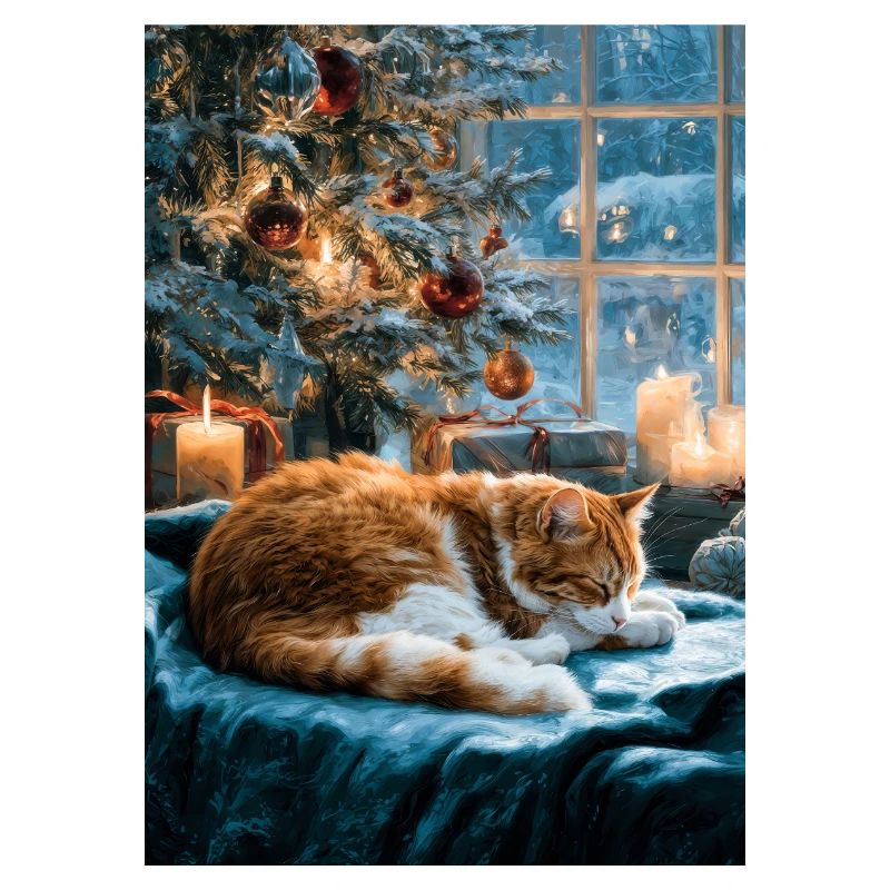 Sieste de chat de Noël douillette