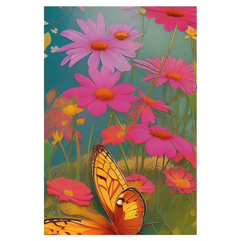 Fleurs et papillon