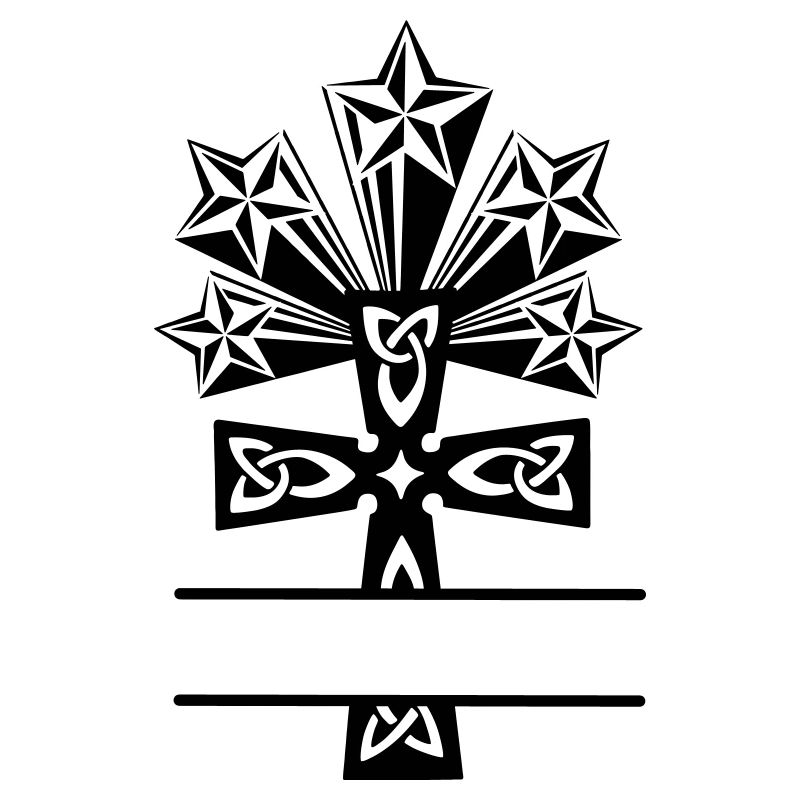 Monogramme cinq étoiles de croix celtique