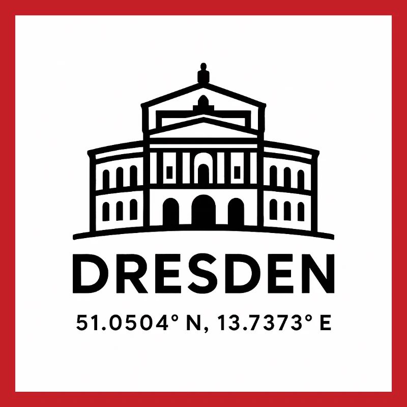 Dresden Skyline Line Style Coordinates Semperoper