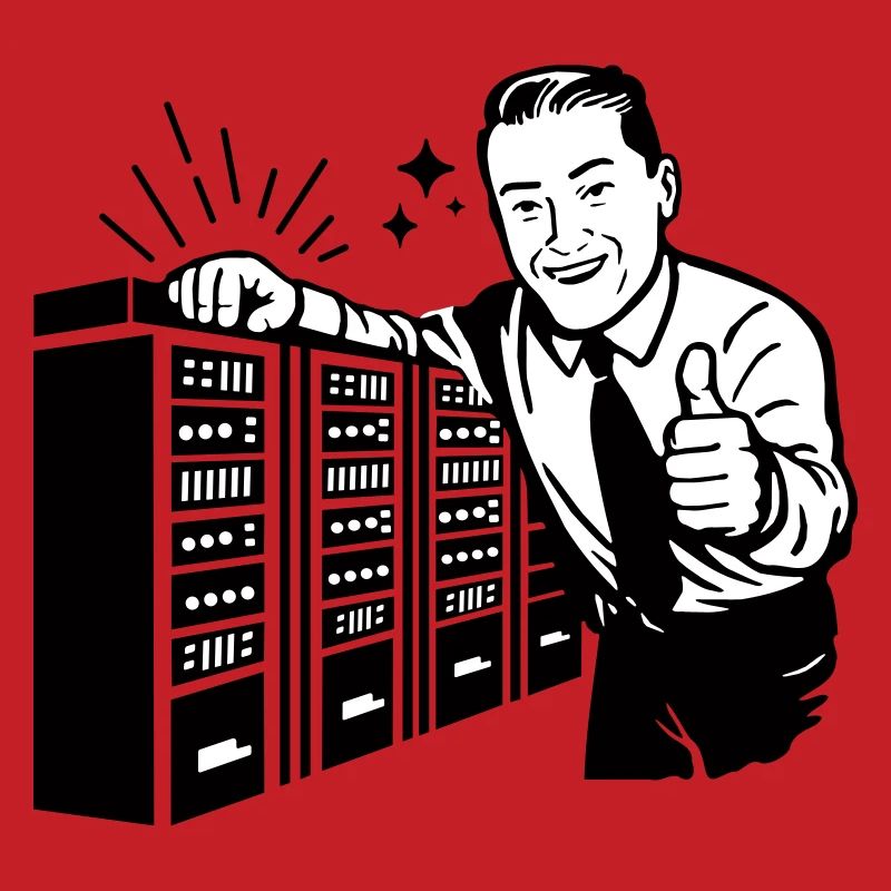 Rétro IT Admin Smiling – Support technique vintage
