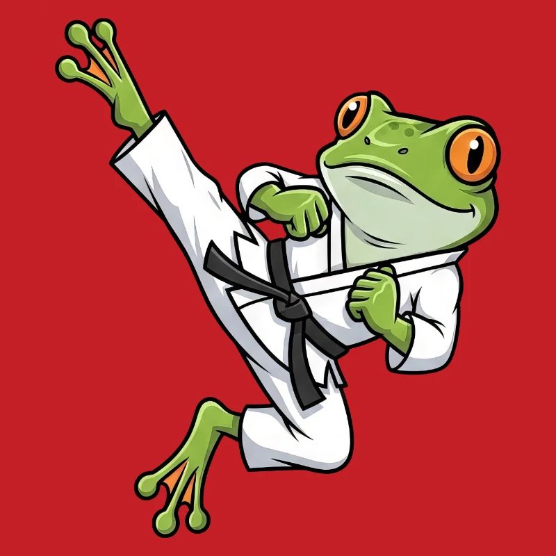 Whimsical Frog Toad Toad Karate Martial Arts