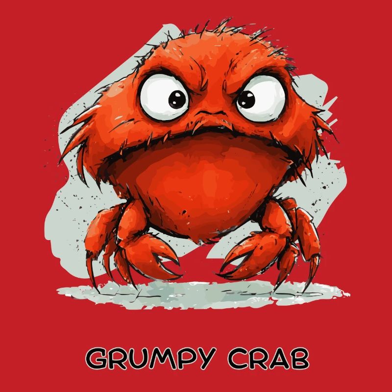 Grumpy Crab - Mürrische Cartoon Krabbe Design