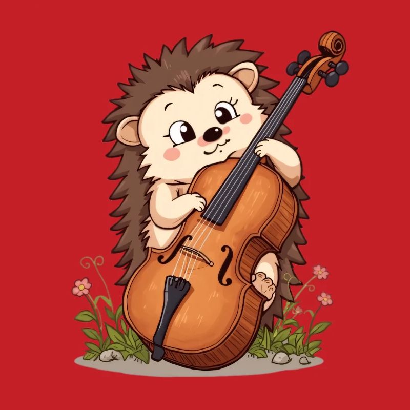 Hérisson violoncelle dans le jardin fleuri