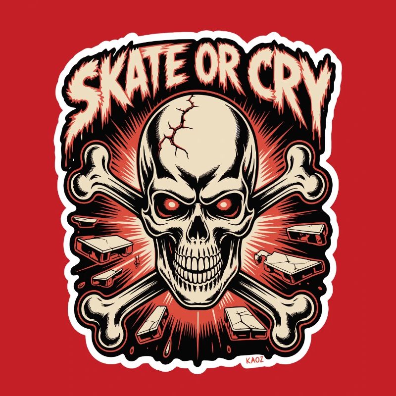 Skate- oder Cry-Skull-Tee-Design