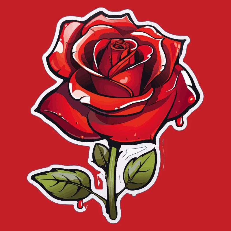 Rote Rose im Comics-Stil