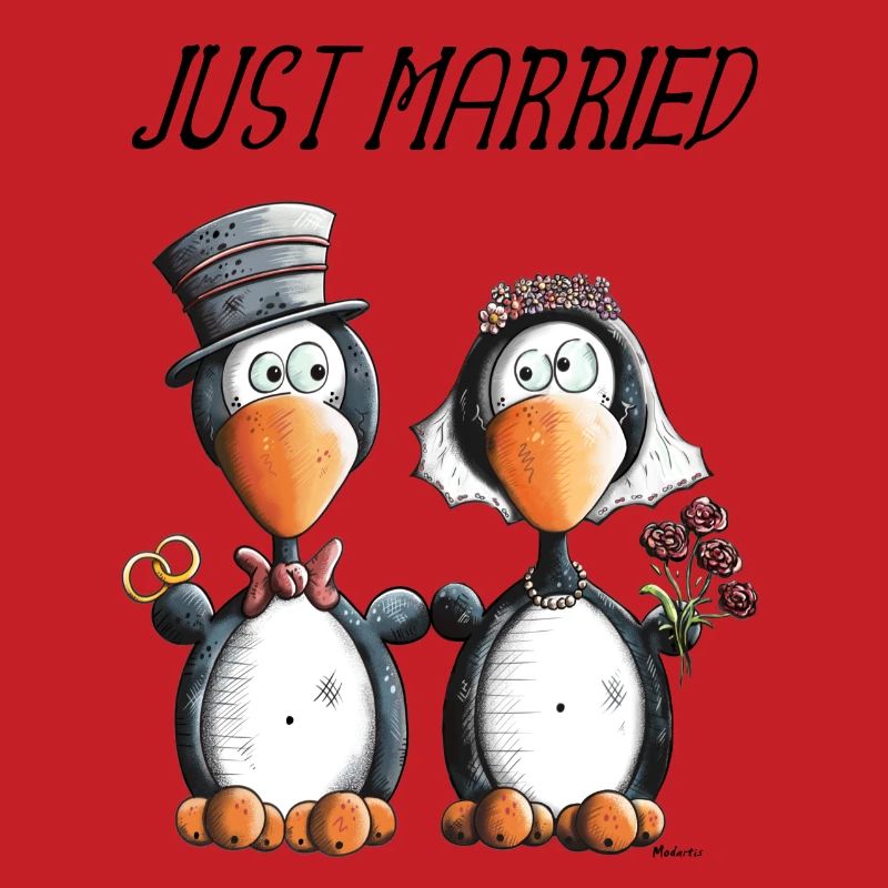 Just Married Penguins