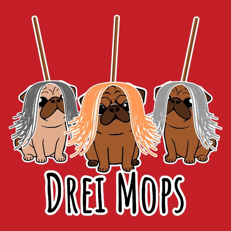 Zwei Mops - Hunde oder Putzgeräte? Hunde Humor?