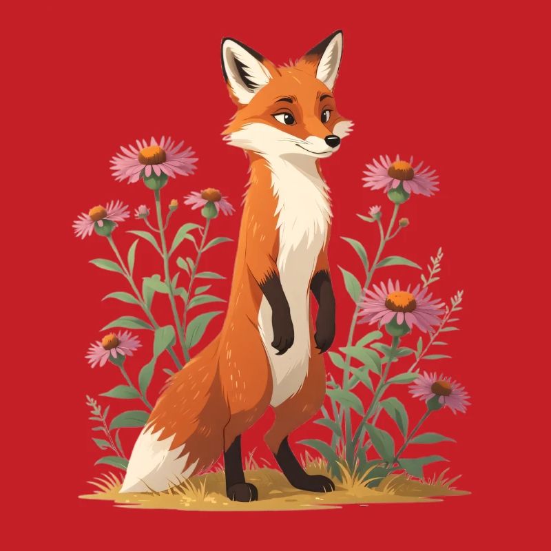 Fox with floral pattern illustration