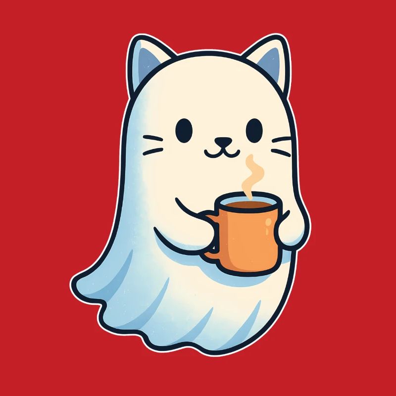 Kaffeegeist Katze mit Becher
