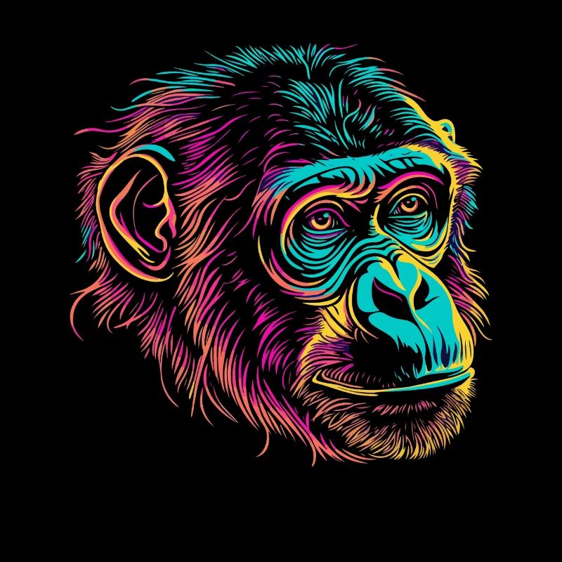 Néon Singe Portrait Couleur Explosion