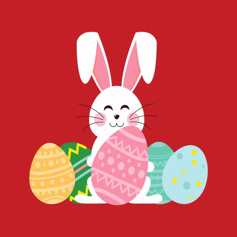 Pastel Easter Bunny with Eggs